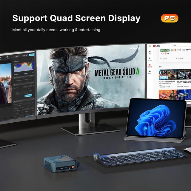 Alt view image 5 of 5 - BOSGAME Ryzen Mini PC Dual USB4, AMD Ryzen 5 6600H 24GB DDR5 512GB PCIe3.0 SSD Small Gaming PC,Radeon 660M,2xHDMI/WiFi6E/BT5.2,Home Office Gamer