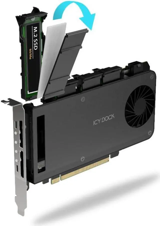 Main image of 4 Bay Removable M.2 NVMe PCIe 5.0 SSD to PCIe x16 Mobile Rack Enclosure/Adapter Card for PCIe Expansion Slot (PCIe Bifurcation Required) | ICY DOCK ExpressSlot MB204MP-B