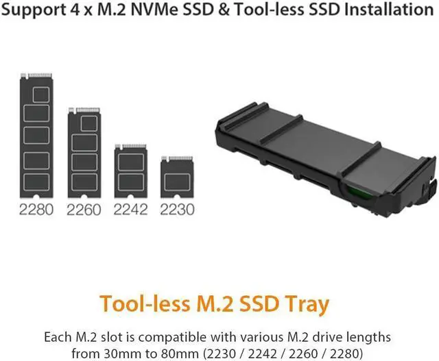 Alt view image 4 of 5 - 4 Bay Removable M.2 NVMe PCIe 5.0 SSD to PCIe x16 Mobile Rack Enclosure/Adapter Card for PCIe Expansion Slot (PCIe Bifurcation Required) | ICY DOCK ExpressSlot MB204MP-B