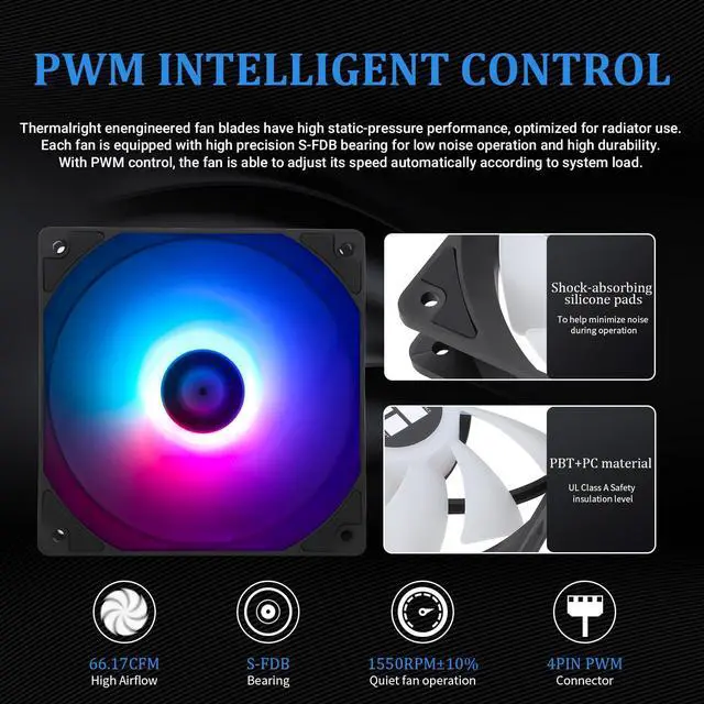 Alt view image 5 of 5 - Thermalright Aqua Elite 240 ARGB V4 CPU Aio Cooler, 240 CPU Liquid Cooling, Pump Head Speed up to 6400RPM,for AM4/AM5, Intel LGA1851/1150/1151/1200/2011/1700,High Performance Radiator