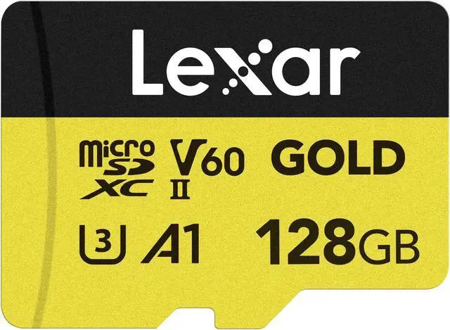 Main image of Lexar 128GB Professional Gold Micro SD Card, UHS-II, C10, U3, V60, A1, Full HD, 4K, Up to 280/100 MB/s microSDXC Memory Card, for Drones, Action Cameras, Portable Gaming Devices (LMSGOLD128G-BNNNG)