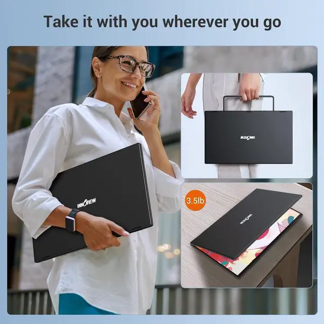 Alt view image 2 of 5 - InnoView 18.5" Laptop Screen Extender 115% sRGB Dual Monitors Stacked Folding Triple Monitor (Wins/Mac) 1080P Triple Portable Monitor for Laptop 90deg/180deg Automatic Rotation