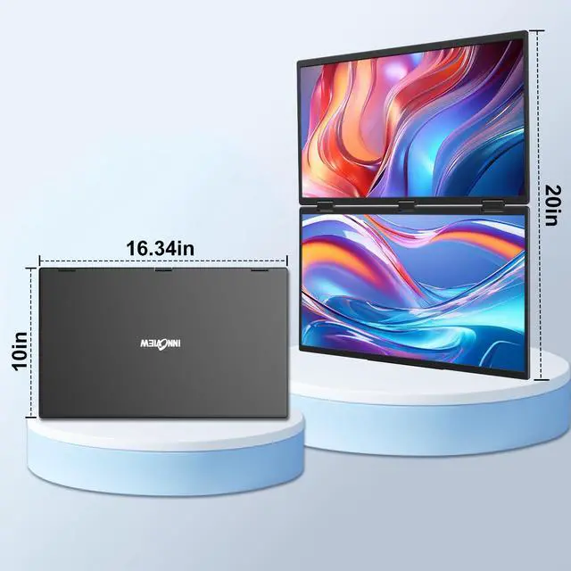 Alt view image 4 of 5 - InnoView 18.5" Laptop Screen Extender 115% sRGB Dual Monitors Stacked Folding Triple Monitor (Wins/Mac) 1080P Triple Portable Monitor for Laptop 90deg/180deg Automatic Rotation