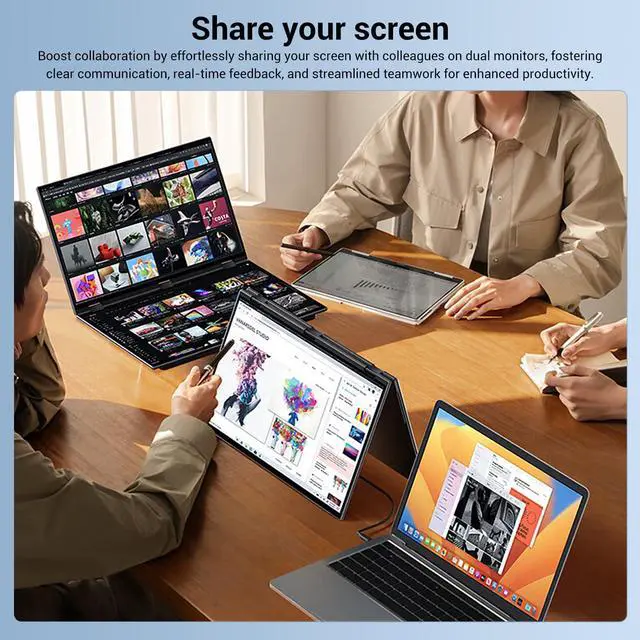 Alt view image 3 of 5 - InnoView 18.5" Laptop Screen Extender 115% sRGB Dual Monitors Stacked Folding Triple Monitor (Wins/Mac) 1080P Triple Portable Monitor for Laptop 90deg/180deg Automatic Rotation