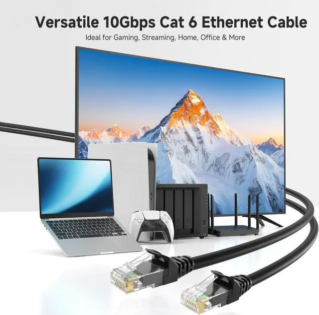 Alt view image 2 of 5 - Cable Matters 10Gbps Snagless Long Cat 6 Ethernet Cable - 200ft, Cat 6 Cable, Cat6 Cord, Ethernet Cord, Black