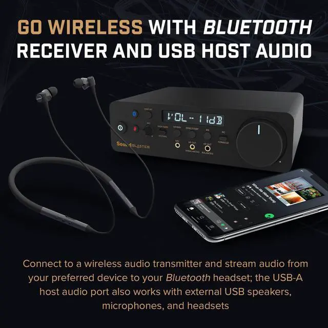 Alt view image 5 of 5 - Creative Sound Blaster X5 Hi-res 32bit/384kHz External USB DAC with Fully Balanced Xamp Headphone Bi-amp, Bluetooth Receiver, RCA in/-Out, TOSLINK Optical in/-Out, Mic-in, Headset-in for Audiophiles