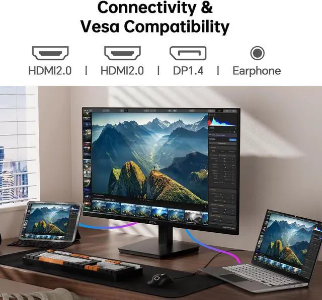 Alt view image 5 of 5 - KTC 27 Inch 4K UHD Computer Monitor, IPS 3840×2160 Monitor with HDR400, DCI-P3 95%, 1.07 Billion Colors, HDMI DisplayPort, 60Hz PC Monitor, H27P27