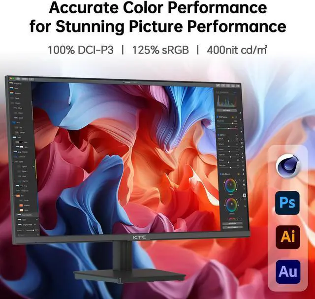 Alt view image 4 of 5 - KTC 27 Inch 4K UHD Computer Monitor, IPS 3840×2160 Monitor with HDR400, DCI-P3 95%, 1.07 Billion Colors, HDMI DisplayPort, 60Hz PC Monitor, H27P27