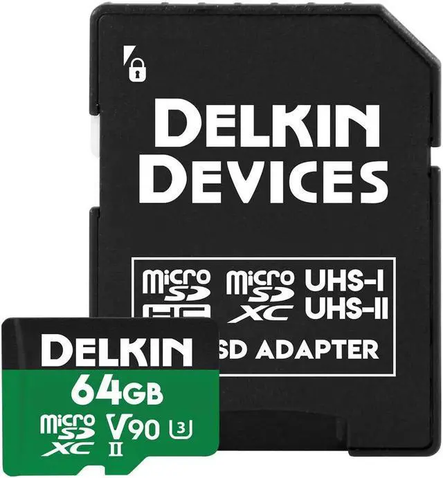 Alt view image 3 of 5 - Delkin Devices 64GB Power MicroSD UHS-II (V90) - 300MB/s Read, 250MB/s Write, for 8K, 4K, 3D, HDR, and 360 Video Recording | High-Performance for Cameras