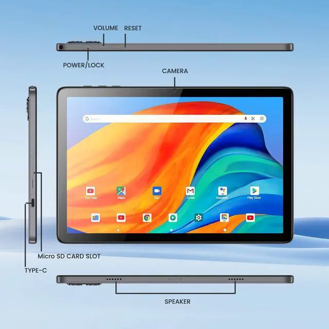 Alt view image 5 of 5 - Android 14 Tablets 10 inch, Octa-Core 8GB RAM+128GB ROM, 5G+2.4G Wi-Fi/Bluetooth, FHD Display, 6000mAh Battery, Portable Tablets Built-in 8MP Rear Camera and 5MP Front Camera