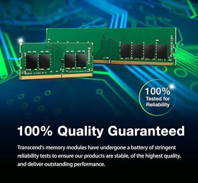 Alt view image 5 of 5 - Transcend 32GB DDR4 3200MHz U-DIMM 2Rx8 1.2V, RAM, PC4-25600, CL22, Desktop Memory Module - JM3200HLE-32G