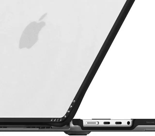 Alt view image 3 of 3 - CASETiFY Impact MacBook Pro 14" (M1-M5) Case [Cushioned Impact Corners/Scratch-Resistant/Anti-Slip Grip] - Small Blue Flowers - Clear Black