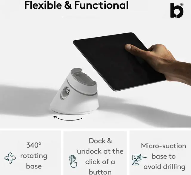 Alt view image 2 of 5 - Bouncepad Click iPad POS Stand & Docking Station | iPad Stand for Business | iPad Kiosk Stand Compatible with All Tablet & iPad Models | iPad Table Mount Tablet Kiosk | iPad Register Stand | Black