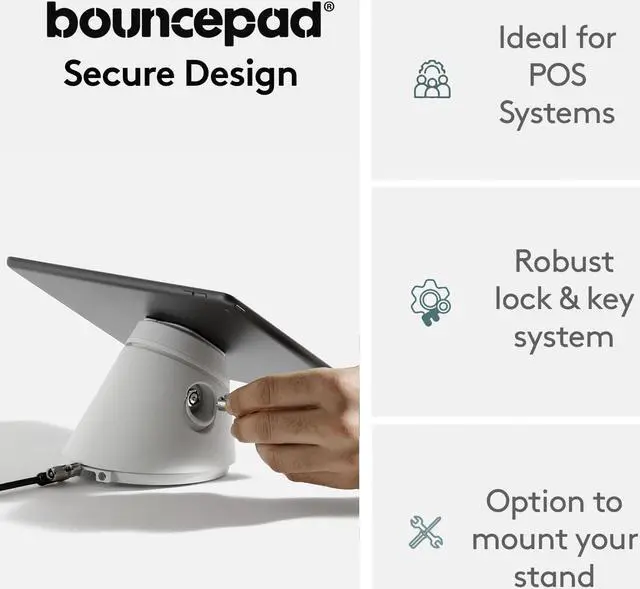 Alt view image 5 of 5 - Bouncepad Click iPad POS Stand & Docking Station | iPad Stand for Business | iPad Kiosk Stand Compatible with All Tablet & iPad Models | iPad Table Mount Tablet Kiosk | iPad Register Stand | Black
