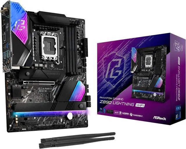 Main image of ASRock Intel Core Ultra Z890 Lightning WiFi 7 Phantom Gaming 9066 MHz DDR5 256 GB ATX Motherboard M.2 LGA1851RL-ILM