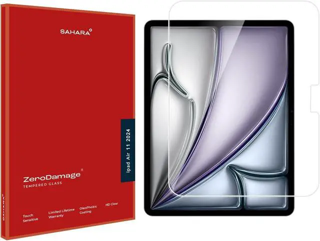 Alt view image 2 of 5 - SAHARA - Easy Apply Tempered Glass Screen Protector for iPad Air (M2) 11" 2024, Clear, (ZD-T00067)