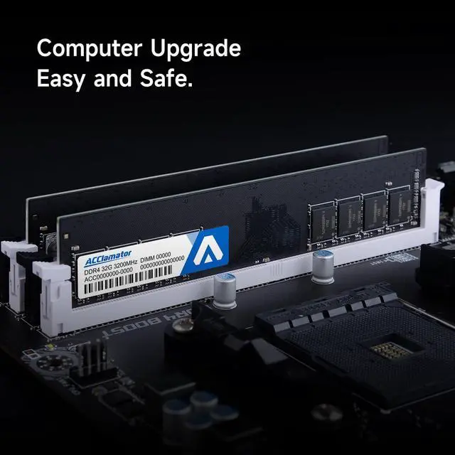 Alt view image 2 of 5 - DDR4 32GB 3200MHz Ram Memory (16GBx2) PC4-25600 XMP CL18 1.35V Desktop PC Memory Module UDIMM 288-Pin, Compatible with Intel and AMD Ryzen Acclamator