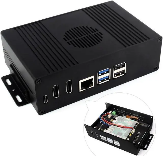 Main image of waveshare M.2 NVME PCIE Case for Raspberry Pi 5, with 2X HDMI Ports, Support 2X 4K Video Output/Efficient Cooling, Aluminum Alloy Case, with PCIe to M.2 Board, Support PCIe Extending to M.2 Interface