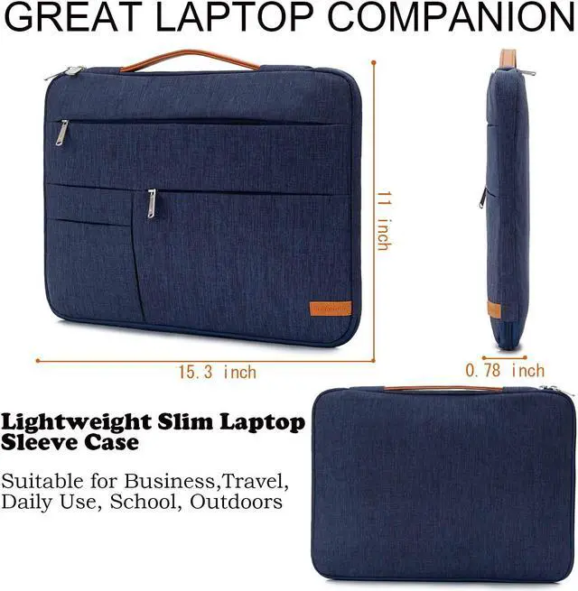 Alt view image 2 of 5 - KINGSLONG 16 inch Laptop Sleeve Bag, Slim Lightweight Multiple Pockets Computer Cover Carrying Case fit for Acer Asus Dell Lenovo HP Toshiba, Blue