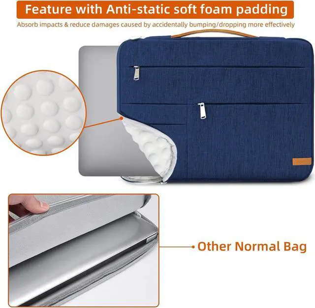 Alt view image 3 of 5 - KINGSLONG 16 inch Laptop Sleeve Bag, Slim Lightweight Multiple Pockets Computer Cover Carrying Case fit for Acer Asus Dell Lenovo HP Toshiba, Blue