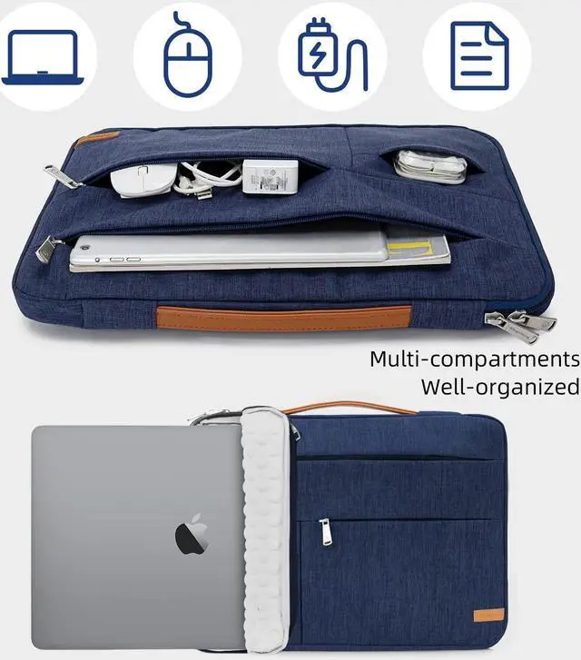 Alt view image 4 of 5 - KINGSLONG 16 inch Laptop Sleeve Bag, Slim Lightweight Multiple Pockets Computer Cover Carrying Case fit for Acer Asus Dell Lenovo HP Toshiba, Blue
