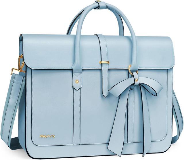 Main image of MOSISO Laptop Bag for Women, 13-14 inch PU Leather Laptop Shoulder Bag Convertible Backpack, 13.3 inch Messenger Bag Casual Handbag Work Briefcase Travel Computer Bag with Bowknot, Air Blue