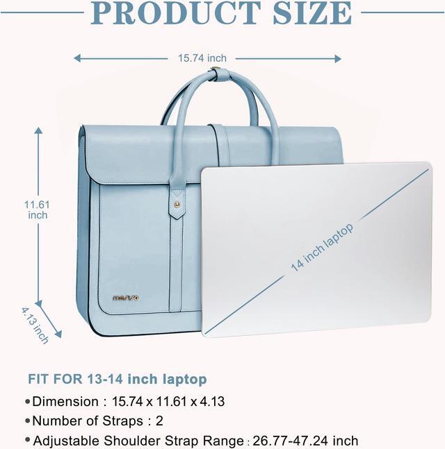Alt view image 3 of 5 - MOSISO Laptop Bag for Women, 13-14 inch PU Leather Laptop Shoulder Bag Convertible Backpack, 13.3 inch Messenger Bag Casual Handbag Work Briefcase Travel Computer Bag with Bowknot, Air Blue