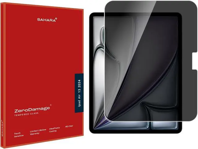 Alt view image 2 of 5 - SAHARA - Easy Apply Tempered Glass Screen Protector for iPad Air (M2) 13" 2024, Privacy, (ZD-T00066)