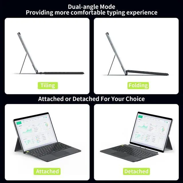 Alt view image 5 of 5 - Seenda Backlit Keyboard with Touchpad for Surface Pro 8/9/Pro X, Detachable Slim Bluetooth 5.2 Keyboard with Multi-Gesture Trackpad for Microsoft Surface Pro 8/9/X 13-inch Tablet, Grey