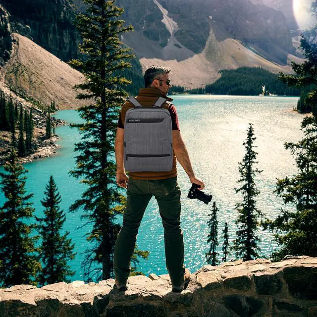 Alt view image 3 of 5 - HEAD Waterproof Laptop Backpack for Men with Trolley Sleeve, Business Laptop Backpacks fits 17.3 inch Notebook, Large Travel Backpack for Work/Outdoor/Daily
