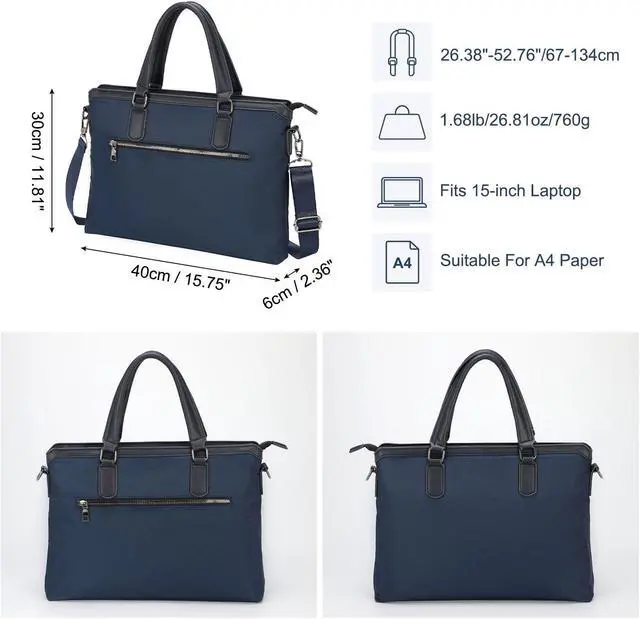 Alt view image 2 of 5 - uxcell 15 Inches Laptop Briefcase Bag Oxford Removable Adjustable Shoulder Strap for Business Travel, Navy Blue