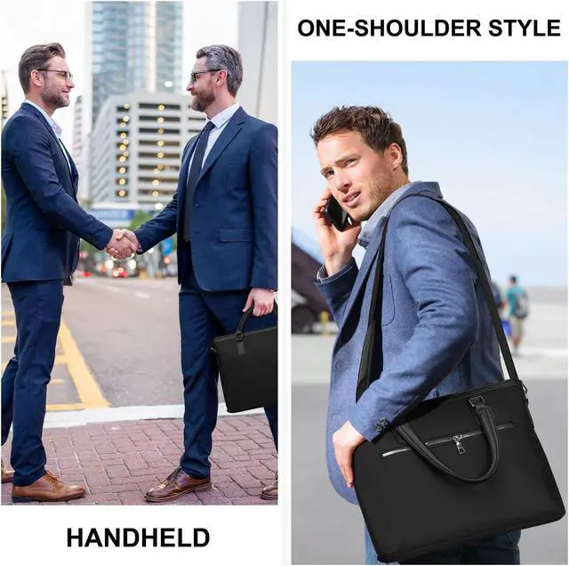 Alt view image 5 of 5 - uxcell 15 Inches Laptop Briefcase Bag Oxford Removable Adjustable Shoulder Strap for Business Travel, Navy Blue