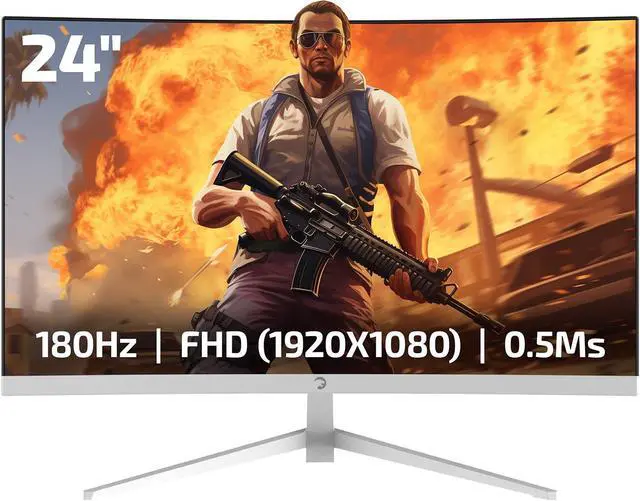 Main image of GAMEPOWER T40 23.6 Inch Curved White Gaming Monitor, 180Hz 1080p Display, 0.5ms Response Time, VA Panel, AMD FreeSync, HDR Support, 125% sRGB, RGB Backlight, Dual Speakers, Zero Frame Design, HDMI/DP