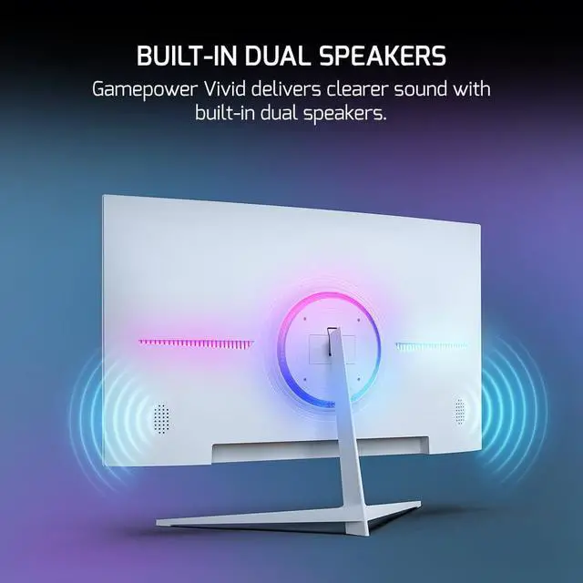 Alt view image 3 of 5 - GAMEPOWER T40 23.6 Inch Curved White Gaming Monitor, 180Hz 1080p Display, 0.5ms Response Time, VA Panel, AMD FreeSync, HDR Support, 125% sRGB, RGB Backlight, Dual Speakers, Zero Frame Design, HDMI/DP