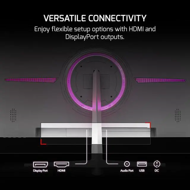 Alt view image 4 of 5 - GAMEPOWER T40 23.6 Inch Curved White Gaming Monitor, 180Hz 1080p Display, 0.5ms Response Time, VA Panel, AMD FreeSync, HDR Support, 125% sRGB, RGB Backlight, Dual Speakers, Zero Frame Design, HDMI/DP