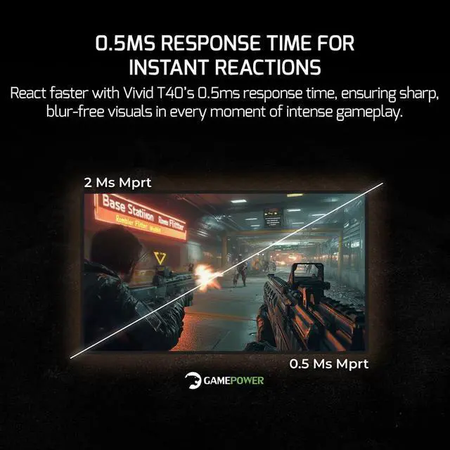 Alt view image 5 of 5 - GAMEPOWER T40 23.6 Inch Curved White Gaming Monitor, 180Hz 1080p Display, 0.5ms Response Time, VA Panel, AMD FreeSync, HDR Support, 125% sRGB, RGB Backlight, Dual Speakers, Zero Frame Design, HDMI/DP