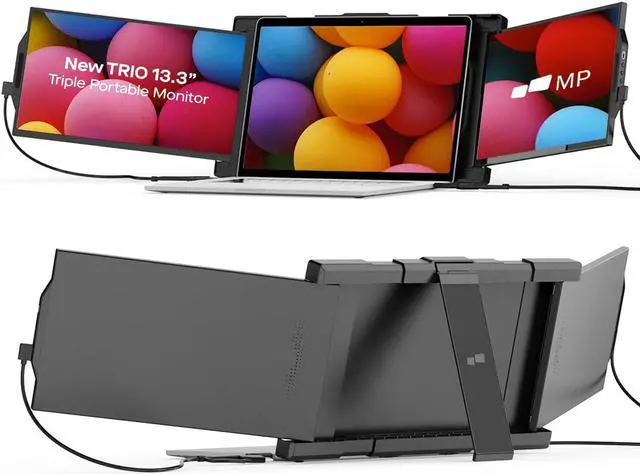 Main image of Portable Monitor - Mobile Pixels 13.3'' Trio Monitor for 13''-14'' Laptops with Built-in Kickstand, 1080P Full HD IPS Triple Screen, USB A/Type-C Plug and Play, Windows/Android/Mac (Optional Magnets)