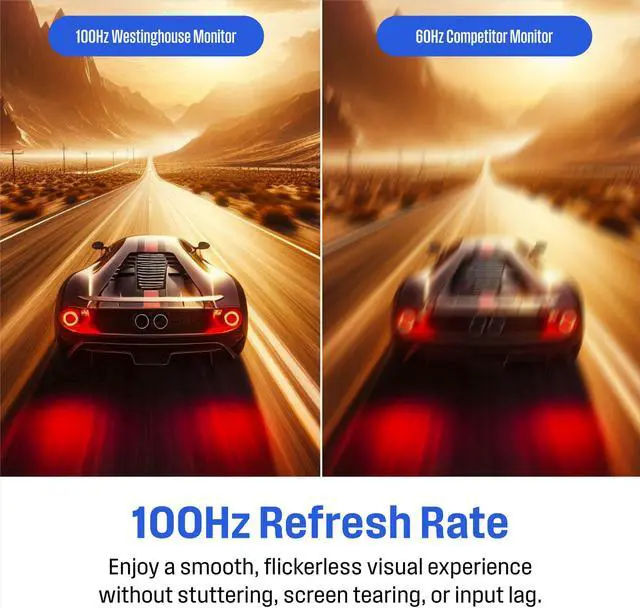 Alt view image 3 of 5 - Westinghouse 22 Inch Computer Monitor, 100Hz, 1080p Full HD IPS Display, Adaptive Sync, Blue Light Protection, Home Office PC Screens with Built in Speakers, HDMI, VGA, for Work & Productivity