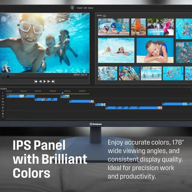 Alt view image 4 of 5 - Westinghouse 22 Inch Computer Monitor, 100Hz, 1080p Full HD IPS Display, Adaptive Sync, Blue Light Protection, Home Office PC Screens with Built in Speakers, HDMI, VGA, for Work & Productivity