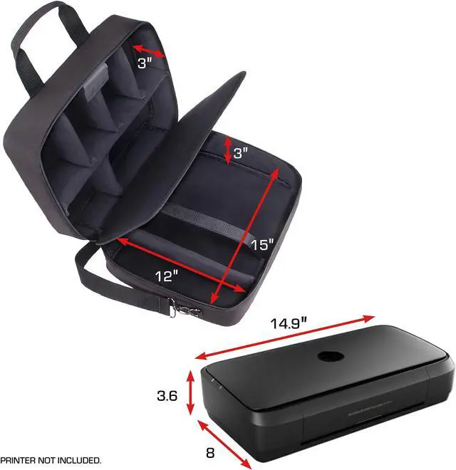 Alt view image 3 of 5 - USA Gear Portable Printer Bag Compatible with Hp Officejet 250 Mobile All-in-One Printer, Canon Pixma TR150 & More - Customizable Protective Interior, Shoulder Strap