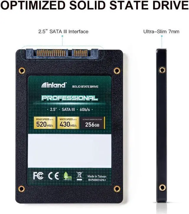 Alt view image 2 of 5 - INLAND Professional 256GB SSD 3D TLC NAND SATA III 6Gb/s 2.5" SATA Internal Solid State Drive, Upgrade Laptop PC and Desktops (5 Pack)