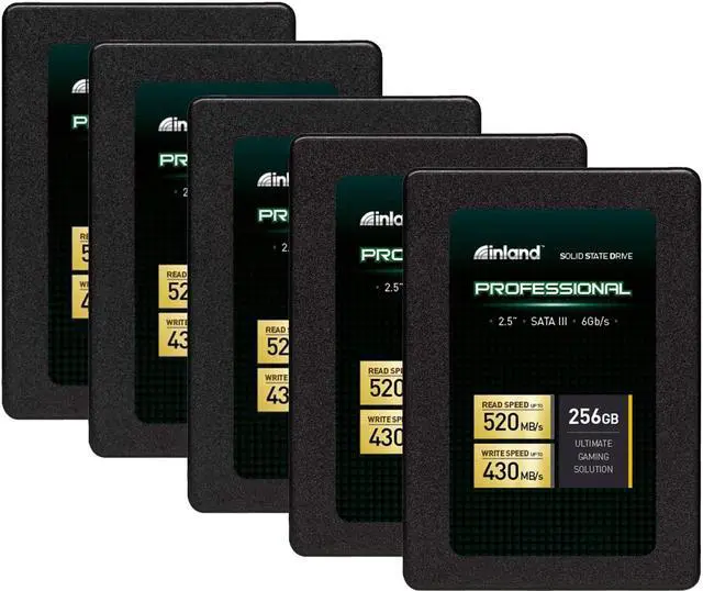Main image of INLAND Professional 256GB SSD 3D TLC NAND SATA III 6Gb/s 2.5" SATA Internal Solid State Drive, Upgrade Laptop PC and Desktops (5 Pack)