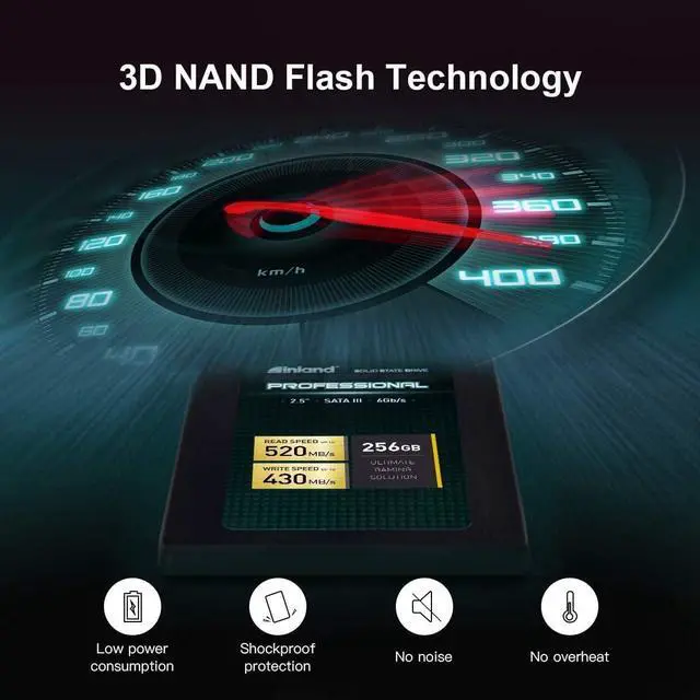 Alt view image 5 of 5 - INLAND Professional 256GB SSD 3D TLC NAND SATA III 6Gb/s 2.5" SATA Internal Solid State Drive, Upgrade Laptop PC and Desktops (5 Pack)