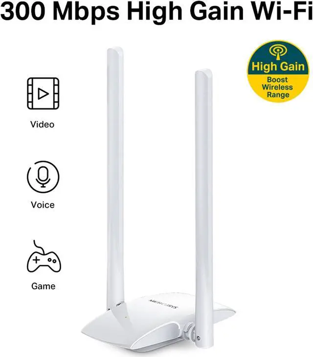Alt view image 2 of 5 - Mercusys MW300UH, N300Mbps, High Shoot Powerful Wireless USB Adapter