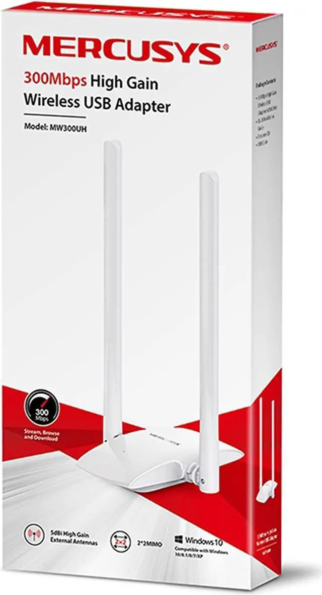 Alt view image 5 of 5 - Mercusys MW300UH, N300Mbps, High Shoot Powerful Wireless USB Adapter