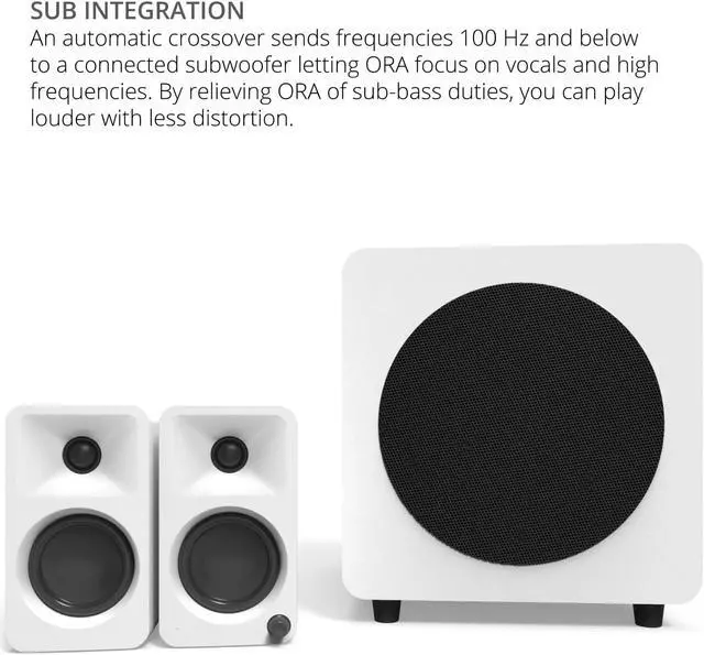 Alt view image 3 of 5 - Kanto ORAMW 100W Powered Reference Desktop Computer Speakers with Bluetooth 5.0 and USB-C Input | Bi-Amplified | 100 Hz Automatic Crossover | Reference Quality Sound | Pair | White