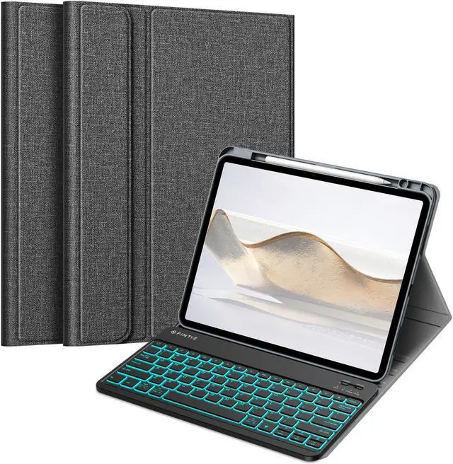 Main image of Fintie Keyboard Case for iPad Pro 13-inch (M4) 2024 with Pencil Holder - Soft TPU Back Cover with Magnetically Detachable Bluetooth Keyboard, Backlight/Gray