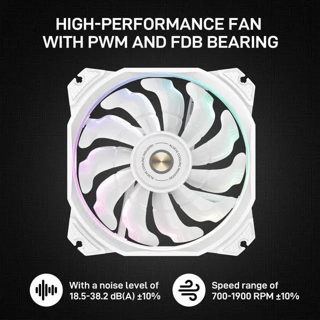 Alt view image 4 of 5 - ALSEYE M120D Plus CPU Cooler with Temperature Display, Dual ARGB & PWM Fans, 6 Copper Heat Pipes - Compatible with Intel LGA1700/1200/115X/2011/2066/1366 and AMD AM4/AM5 - Easy Installation - White