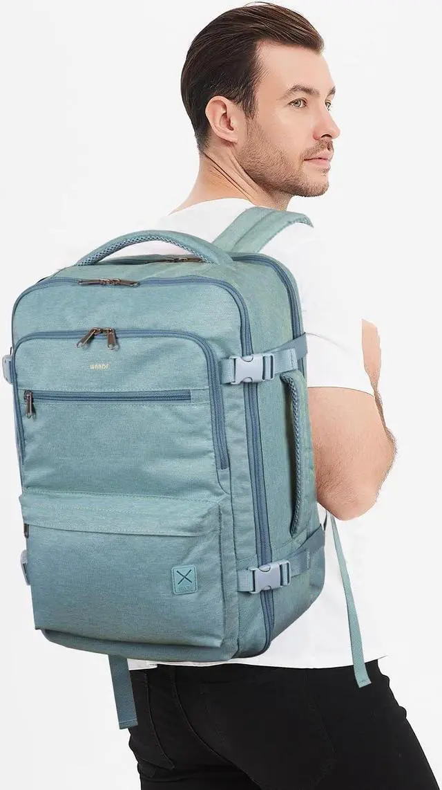 Alt view image 5 of 5 - WANDF Travel Backpack For Spirit Airlines Personal Item Bag 18x14x8 with Wet Pocket, 17 Inch Laptop Backpack for Men Women (Turquoise)