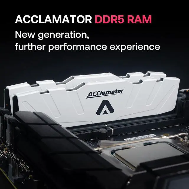 Alt view image 2 of 5 - DDR5 32GB 6000MHz Ram (16GBx2 PC5-48000) Desktop (DIMM) Computer Memory CL46(6000MT/s XMP3.0/Expo) with Heatsink White Acclamator